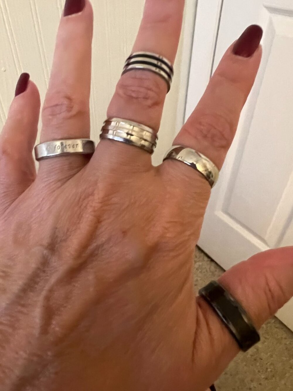 Men’s 5‑Piece Stainless‑Steel & Black Ring Bundle – Mixed Styles